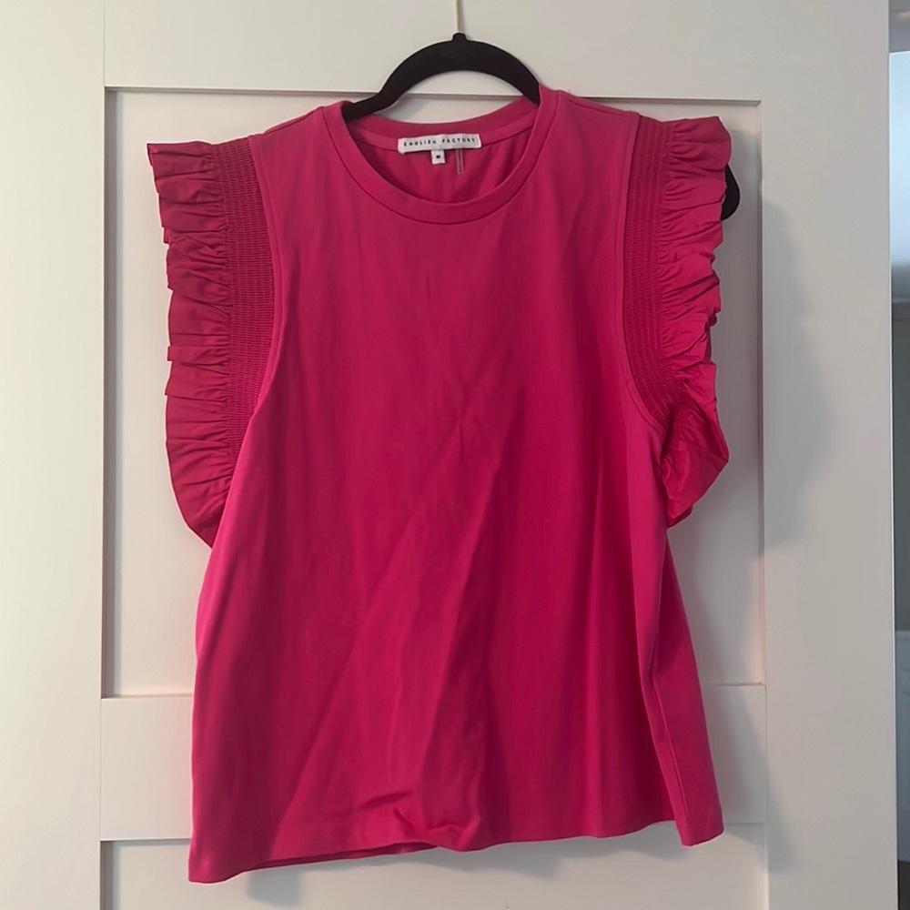 English Factory Poplin Ruffle Top